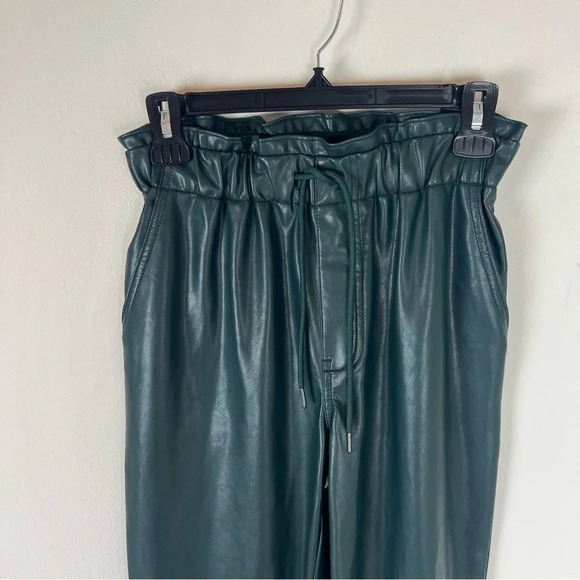 Abercrombie & Fitch Dark Green Faux Leather Drawstring Jogger Pants Size XS - Picture 4 of 8